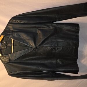 Kenneth Cole Black Leather Womens Jacket Size Large (Candice #25)
